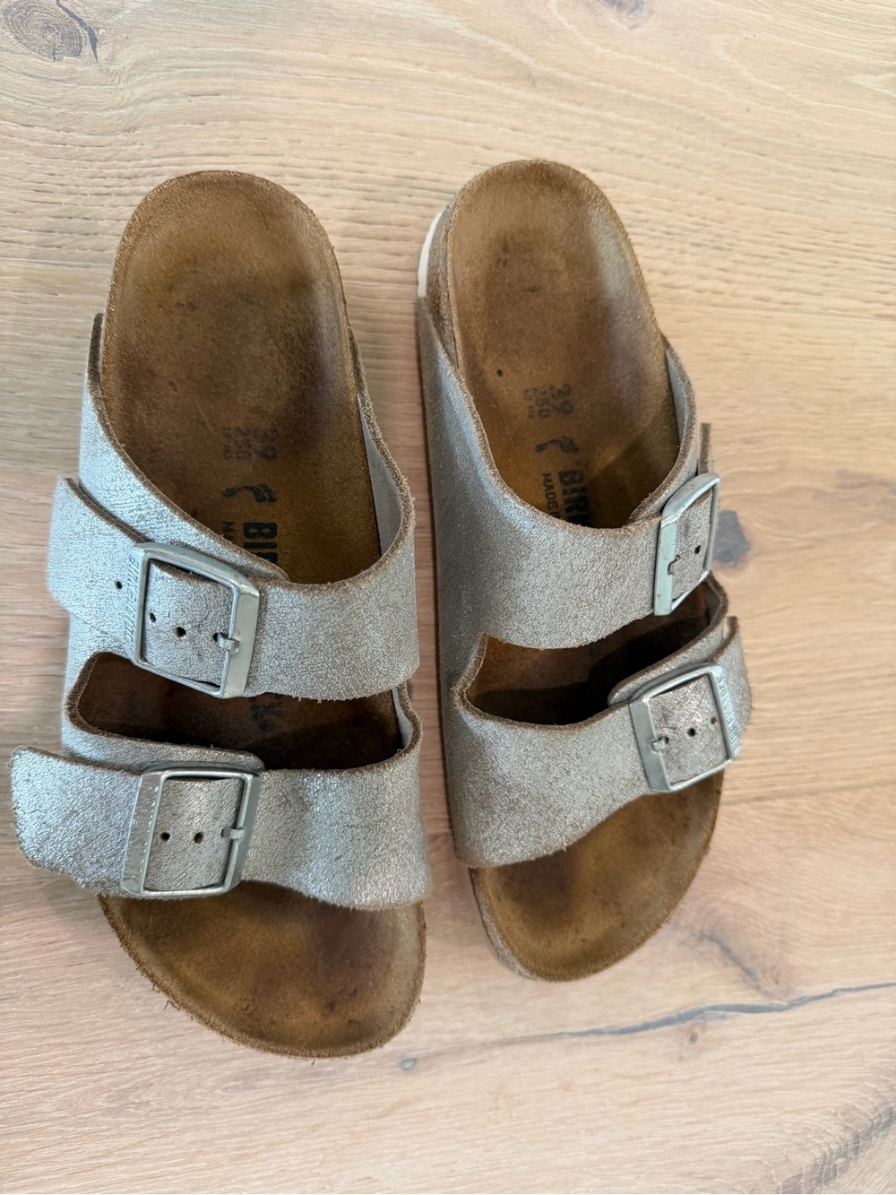 Birkenstock Silver Glitter Arizona Sandals - Picture 5 of 8